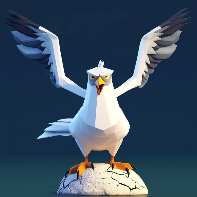 Albatross from How to Fish as a low-poly game boss portrait