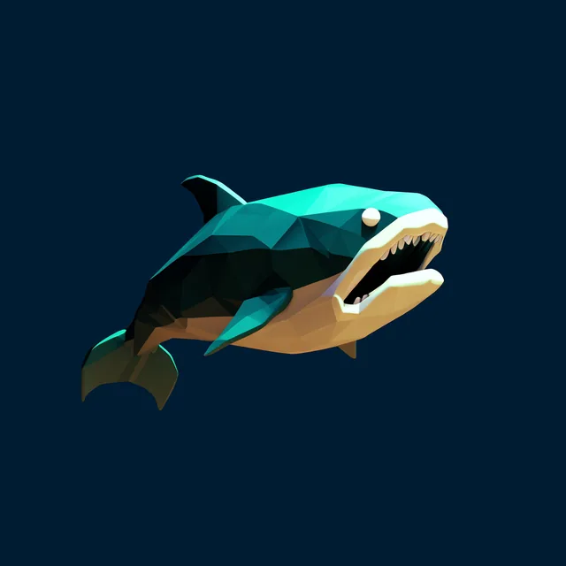 Bowhead Whale from How to Fish as a low-poly game boss portrait