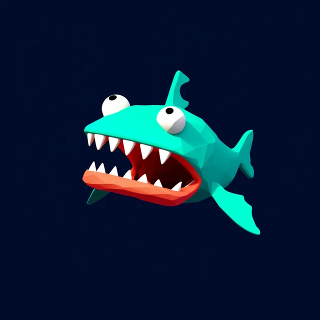 Giant Piranha from How to Fish as a low-poly game boss portrait