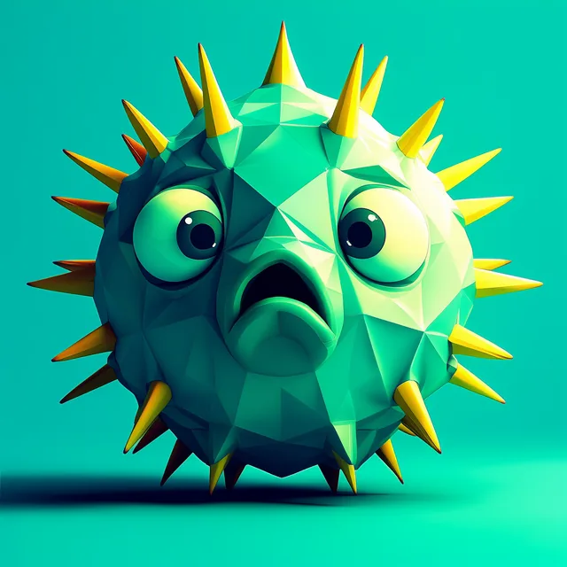 Pufferfish from How to Fish as a low-poly game boss portrait