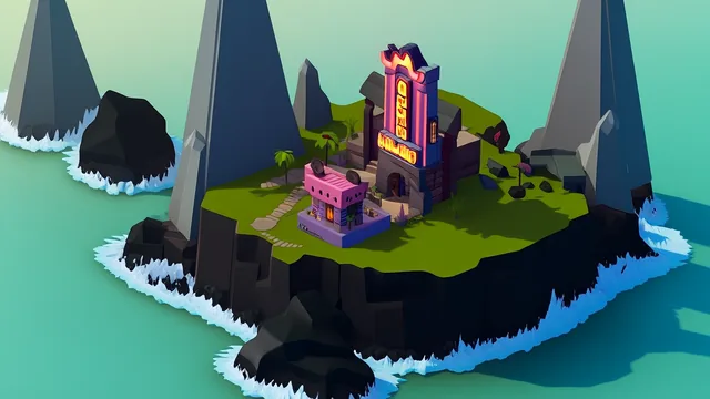 Rocks Island in a low-poly game art style